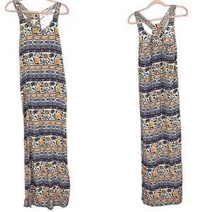 Forever 21 Strappy Racerback Abstract Floral Split Hem Maxi Dress S